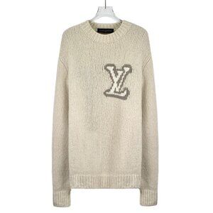 Louis Vuitton 26 Collection Off-White Logo-Embroidered Crew Neck Wool Long-Sleev